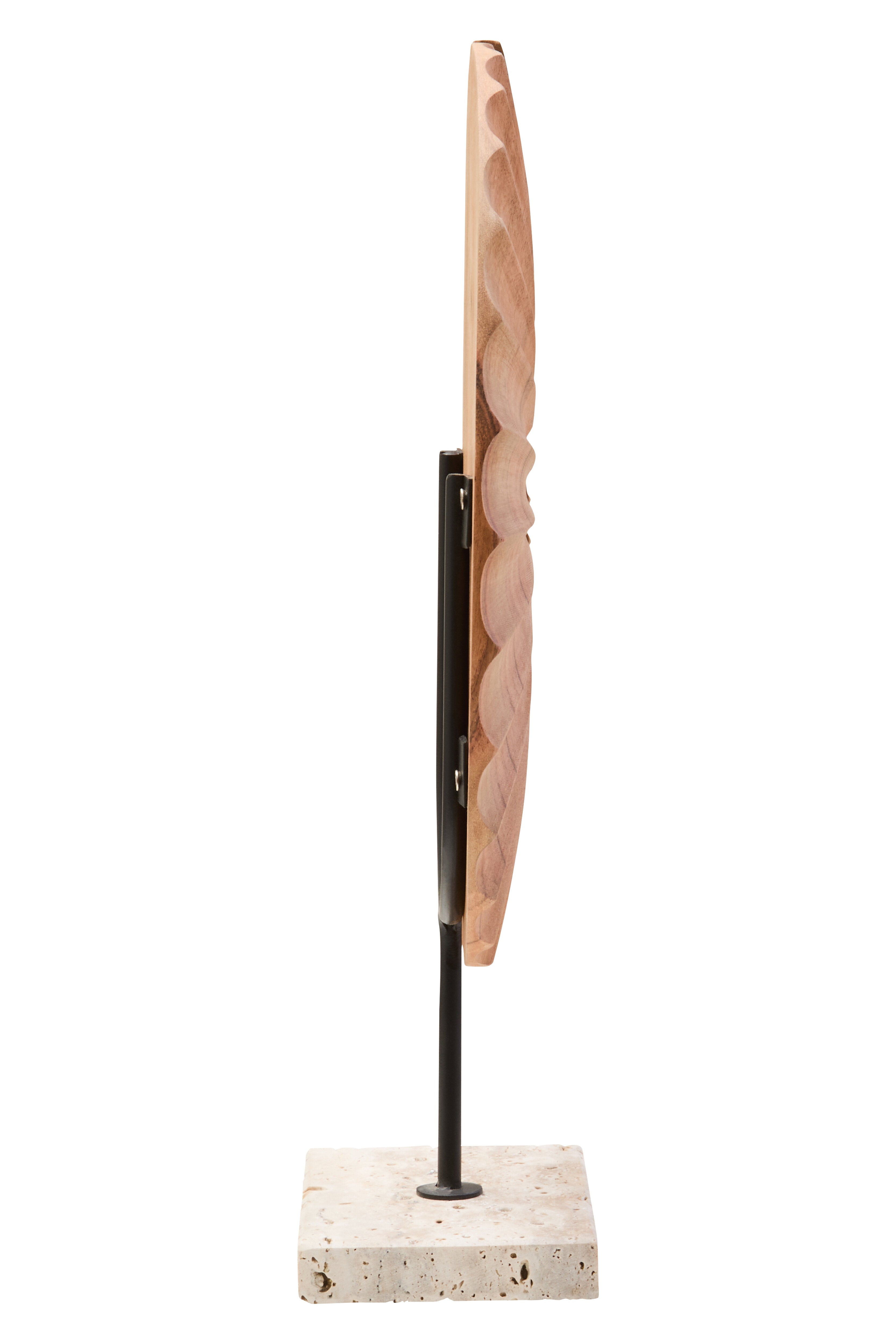 Lindos Natural Wood Sculpture With Travertine Base